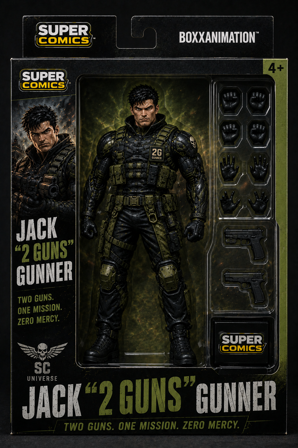 Super Comics Universe: JACK “2 GUNS” GUNNER™ – Zero Mercy Elite Collector Action Figure